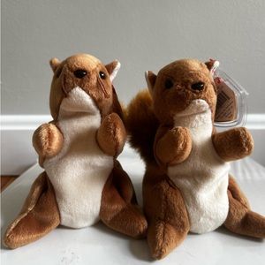 TY Beanie Baby Nuts the Squirrel Lot of 2